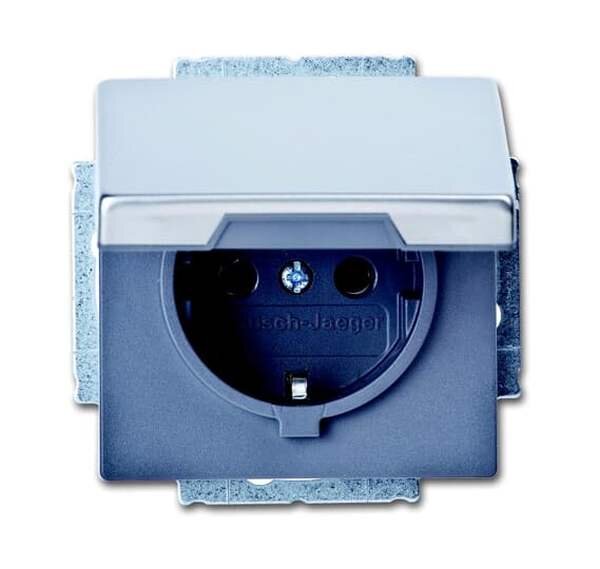 BUSCH-JAEGER Steckdose SCHUKO 20 EUK-866 mit Klappdeckel pur edelstahl Edelstahl