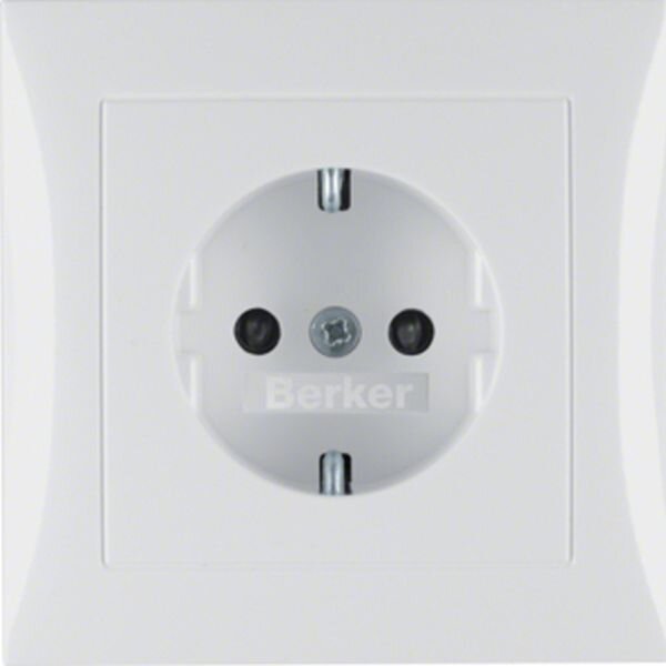 BERKER Steckdose SCHUKO 47228989 mit Abdeckplatte u. erh.BS polarweiss gl&auml;nzend