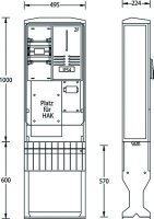 UESA Zähleranschlusssäule ZAS-1-FL Flachschrank...
