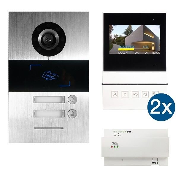 HHG Video-Sprechanlagen-Set Set mit AS UP 2-Fam. mit Monitor Basic
