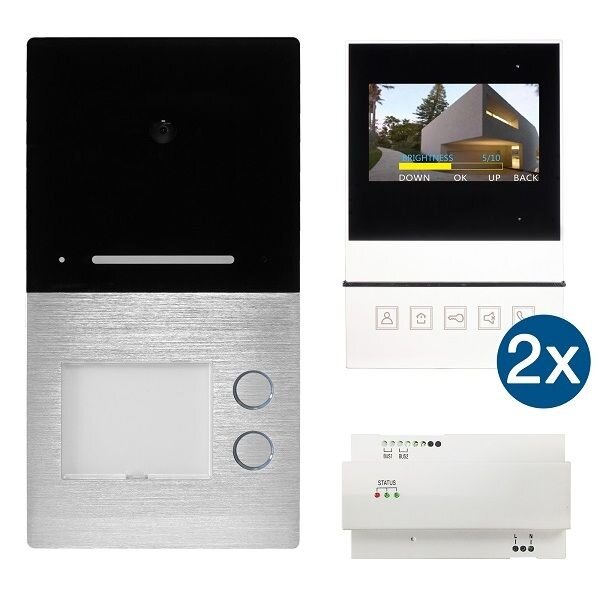 HHG Video-Sprechanlagen-Set Set mit AS AP 2-Fam. mit Monitor Basic