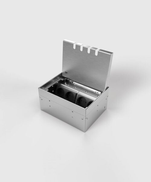 Bodensteckdosen Systemtechnik Bodensteckdose mit Deckel Alu Natur 2x Schuko 1x 2f.