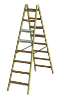 PROT Holz-Stehleiter PHSLAB28 Alu-Stufen beids. 2x8 L:2,53m