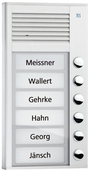 TCS Audio-T&uuml;rstation PAK06-EN Audio 6 Tasten 1-r. AP silber
