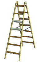 PROT Holz-Stehleiter PHSLAB27 Alu-Stufen beids. 2x7 L:1,97m