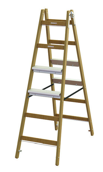 PROT Holz-Stehleiter PHSLAB26 Alu-Stufen beids. 2x6 L:1,73m