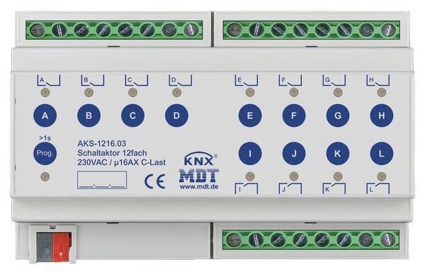 MDT Schaltaktor AKS-1216.03 12fach 8TE REG 16A 230VAC