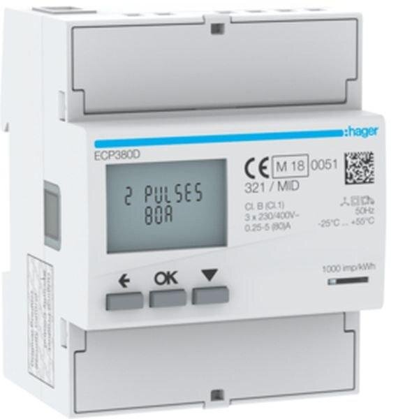 HAGER Energiez&auml;hler ECP380D 3phasig direkt 80A 4M S0 MID