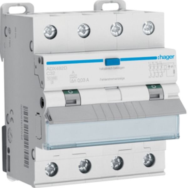 HAGER FI/LS-Schalter ADX482D 4polig 10kA C32A 0,03A A
