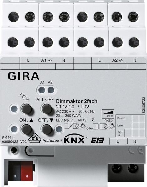 GIRA Aktor 217200 KNX/EIB Dimmen 2fach 2x300W REG