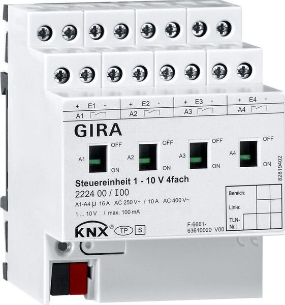 GIRA Steuereinheit 222400 1-10V 4fach Hand KNX