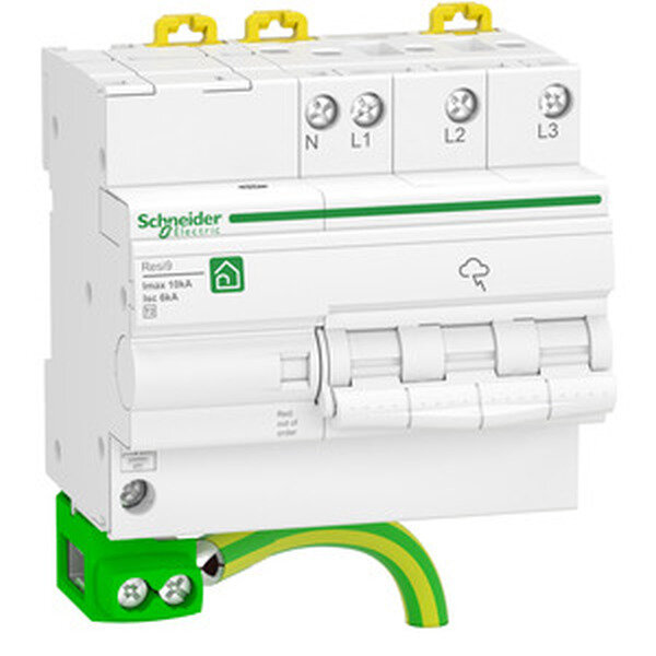 Schneider Electric &Uuml;berspannungsableiter Resi9 3P+N Typ 2 Imax 10kA Trennschalt.