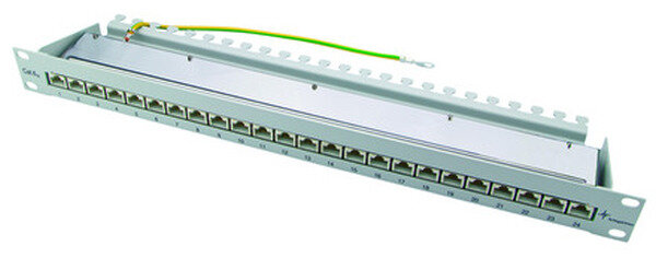 TELEG&Auml;RTNER Patchpanel 19 Cat6A ISO geschirmt 24xRJ45 MPP24-HS 1HE RAL7035