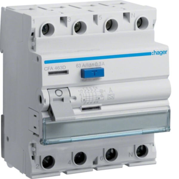 HAGER FI-Schutzschalter CFA463D 4polig 63/0,3A