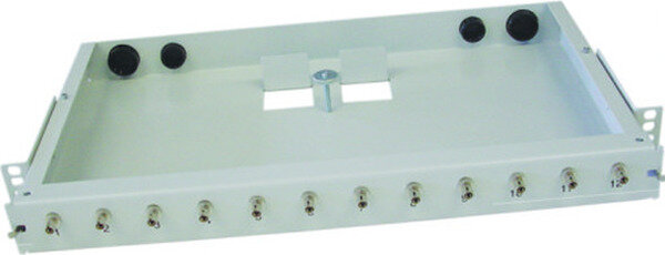 Paschke Datensysteme 19 1HE Spleissbox RAL7035 ausz. mit 6x SCd Kupplungen BLAU SM OS2