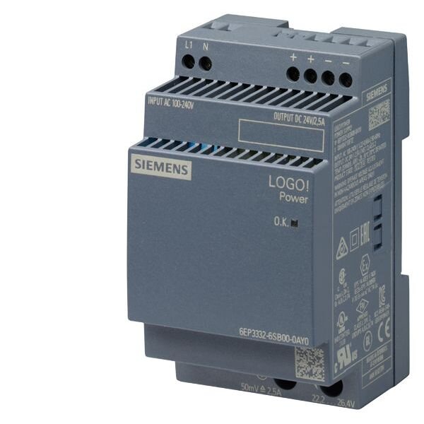 SIEMENS Stromversorgung LOGO!Power 1phasig DC 24 V/2,5 A