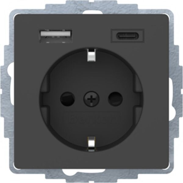 BERKER Steckdose SCHUKO 48046086 USB A-C Q.1/Q.3 ant. samt lack.