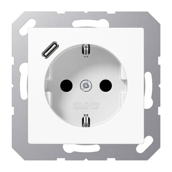 JUNG Steckdose SCHUKO A1520-18CWW mit USB Typ C mit erh. BS