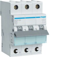 HAGER Leitungsschutzschalter MCS325 3polig C25A 6kA QC 3M
