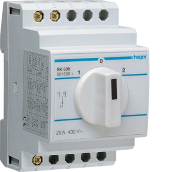 HAGER Umschalter SK600 mit Nullstellung 20A 400V