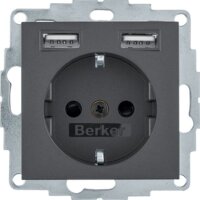 BERKER Steckdose SCHUKO 48031606 USB A-A anthrazit matt