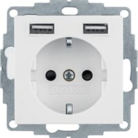 BERKER Steckdose SCHUKO 48031909 USB polarweiß matt