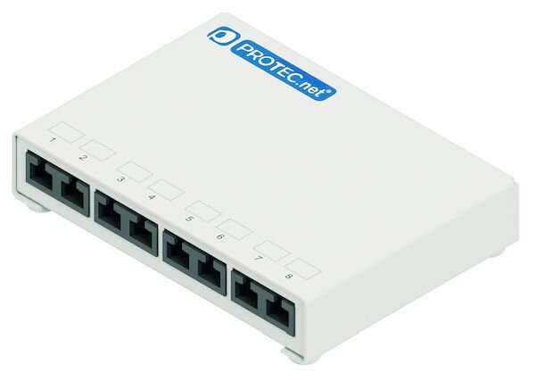 PROTEC.net Patchpanel LSA+ Aufputz PNMP6AW Cat6A-ISO 8xRJ45 wei&szlig;