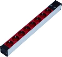 proemptor Steckdosenleiste 19Zoll 1HE 8fach rot m. C14...
