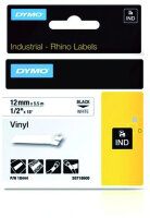 DYMO Rhino Schriftband Vinyl 18444 12mm schwarz auf weiss