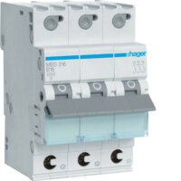 HAGER Leitungsschutzschalter MBS316 3polig B16A 6kA QC 3M