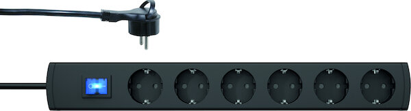 PROT Steckdosenleiste Flachstecker PTSD90 6SFs1 90&deg;T&ouml;pfe Sch. 6f sw 1,4m