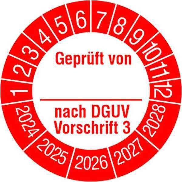 PROT Pr&uuml;fplakette PPPP1DGUVV32024 Gepr&uuml;ft von nachDGUV V3