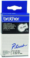 BROTHER Schriftband TC-291 9mm/7,7m weiss/schwarz