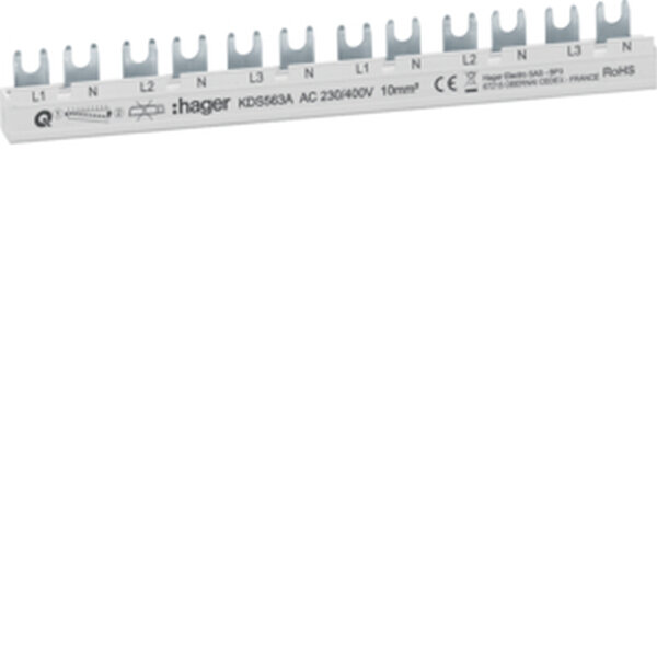 HAGER Phasenschiene KDS563A 12 Mod. 63A L1N-L2N-L3N