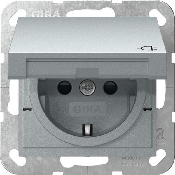 GIRA Steckdose SCHUKO 441426 Klappdeckel+SH (Safety Plus) System 55 F Alu