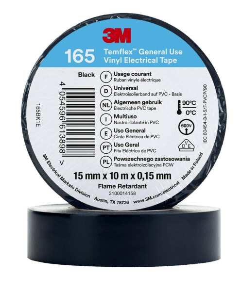 3M Temflex Isolierband 165 Schwarz 15mmx10m