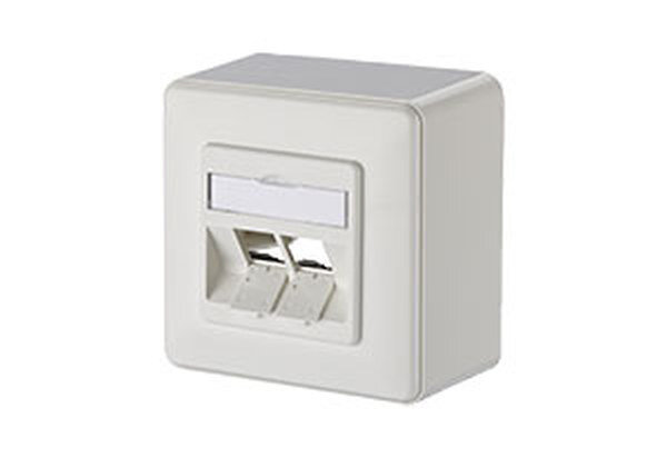 METZ CONNECT Anschlussdose AP Keystone 2 Port reinwei&szlig; RAL9010 unbest.