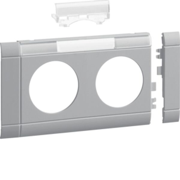 HAGER TEHALIT Modularblende 2fach Steckd beschr. 80mm lichtgrau