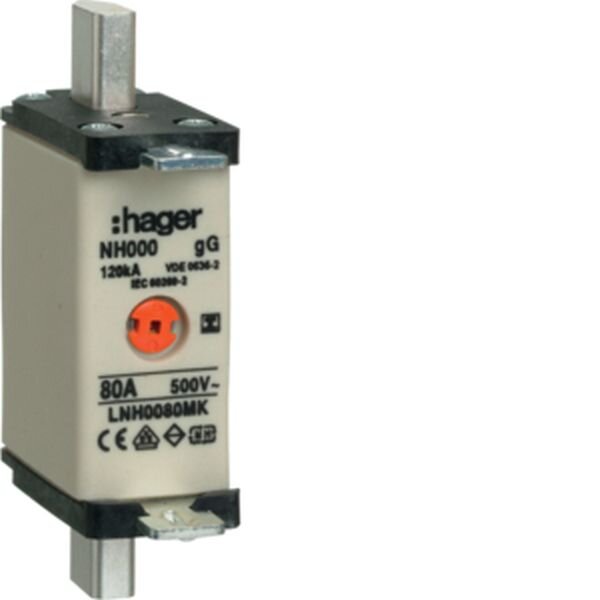 HAGER NH-Sicherungseinsatz LNH0080MK NH000 gG 500V 80A Iso-Griff