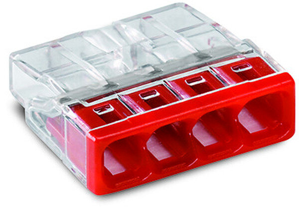 WAGO Verbindungsdosenklemme 4polig Compact 0,5-2,5qmm transp./rot