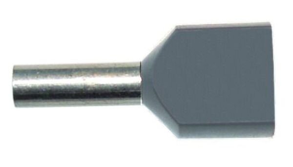 PROT Doppel-Aderendh&uuml;lsen 2x0,75qmm/8mm PAEH 075D/8 grau isoliert VE100
